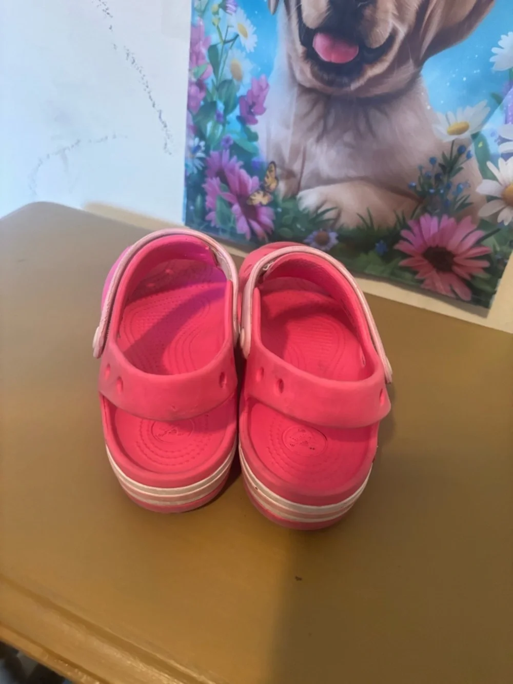 CROCS J3 Kids Pink Open-Toe Sandals with Hook-and-Loop Strap